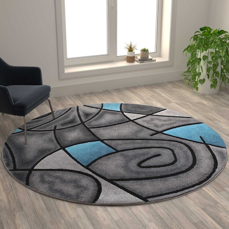 Flash Furniture Red 7' x 7' Round Abstract Design Area Rug ACD-RGTRZ860-77-RD-GG